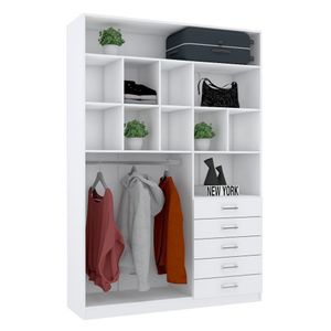 MÓDULO CLOSET L150 X P45 X A220 (5 GAVETAS, GABIDEIRO E NICHOS) M381.B