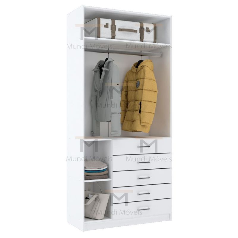 MÓDULO CLOSET COM CABIDEIRO + 5 GAVETAS + NICHOS M455.B (CASA) - Mundi ...