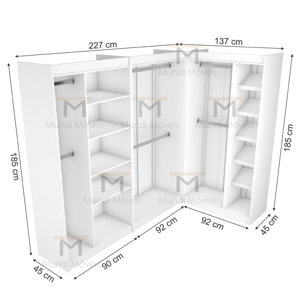 KIT MODULAR CLOSET OU COMÉRCIO (M86+M 134+M135) M137.2021.B