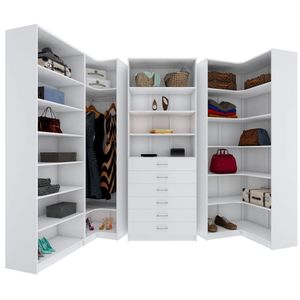 KIT CLOSET MODULAR CABIDEIRO GAVETEIRO E PRATELEIRAS M505.B