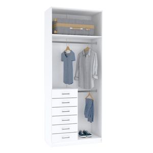 MÓDULO CLOSET ARMÁRIO SEM PORTAS CABIDEIRO 6 GAVETAS M511.B