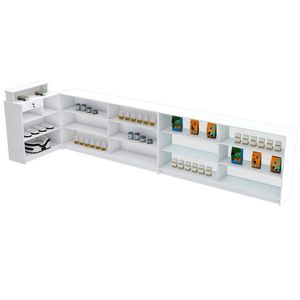SUPER BALCÃO CAIXA VITRINE EM L COM FUNDO E VIDRO M503.B