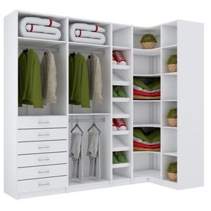KIT CLOSET EM L 5 MÓDULOS 100% MDF M573.B (CASA, LOJA)